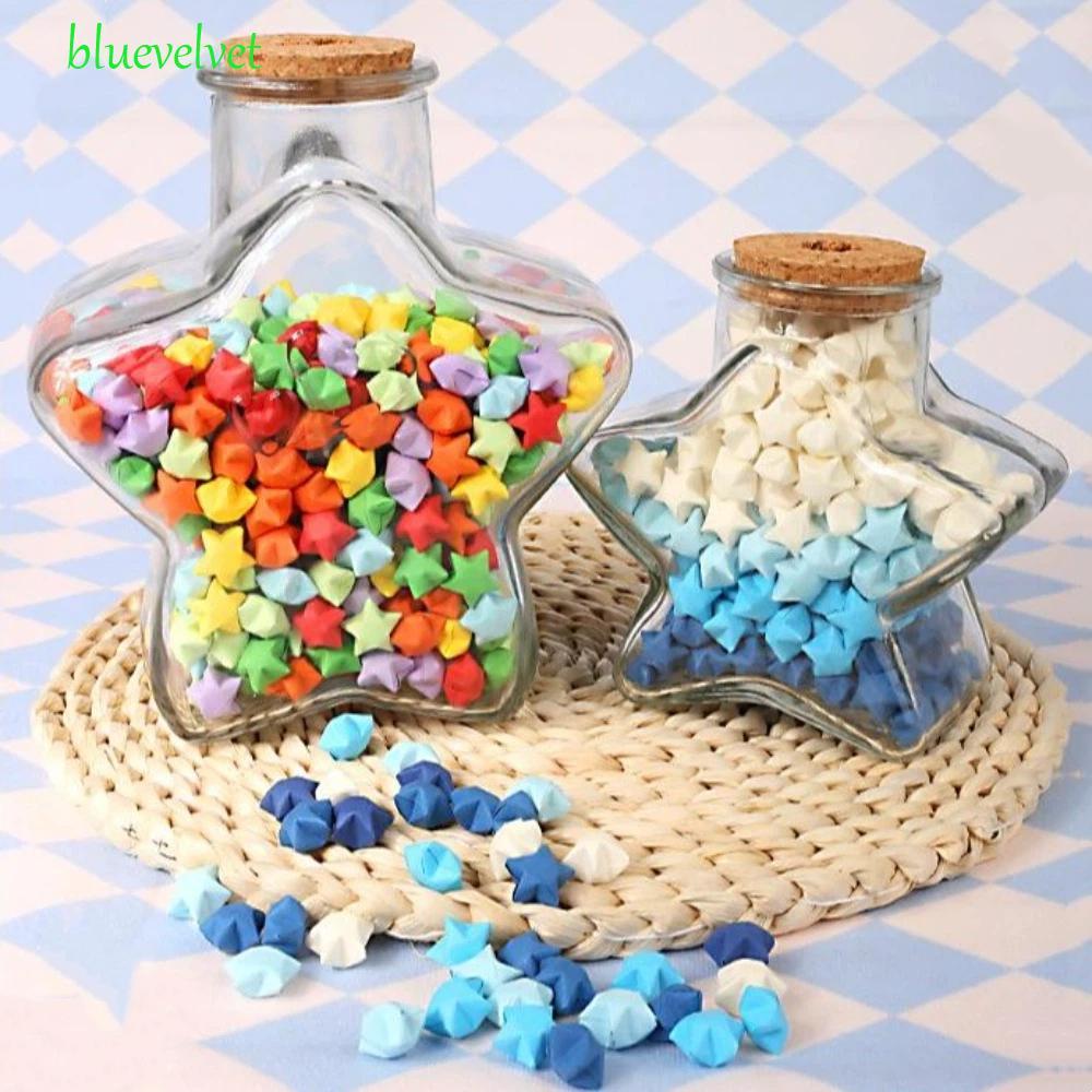 BLUEVELVET DIY Stars Wishing Bottle, Paper Star DIY Origami Stars Paper Strips, Shiny String Lights 