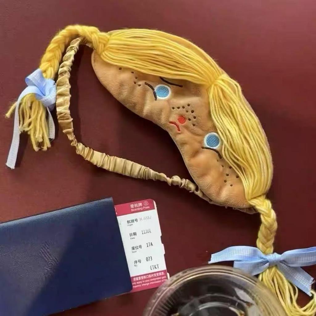 ผ้าปิดตา eye mask การ์ตูนตลก Golden Braid Girl Eye Mask แรเงา Sleeping Mask ทึบแสง Sweet Girl Heart 