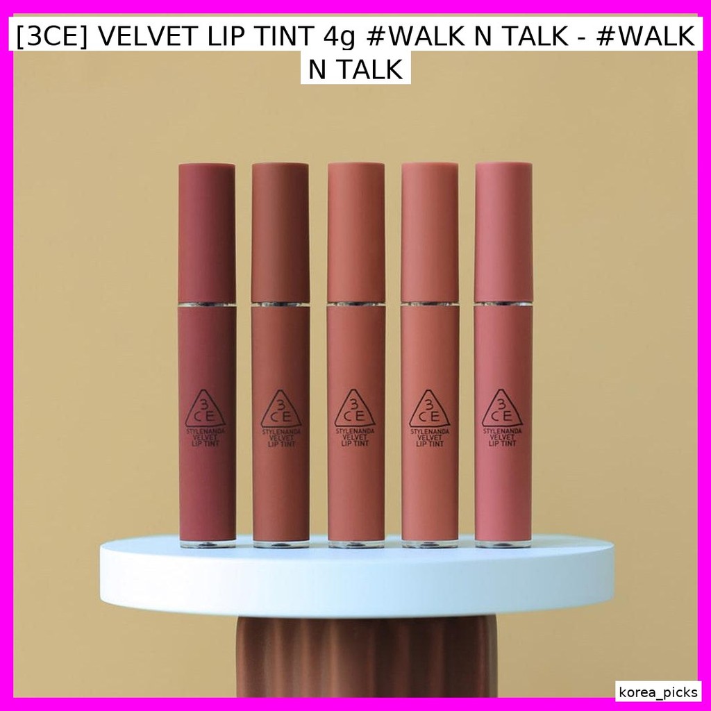[3CE] VELVET LIP TINT 4g #WALK เอ็น พูดคุย - #WALK N TALK / Korean Lip Tint / Velvet Finish / ของแท้