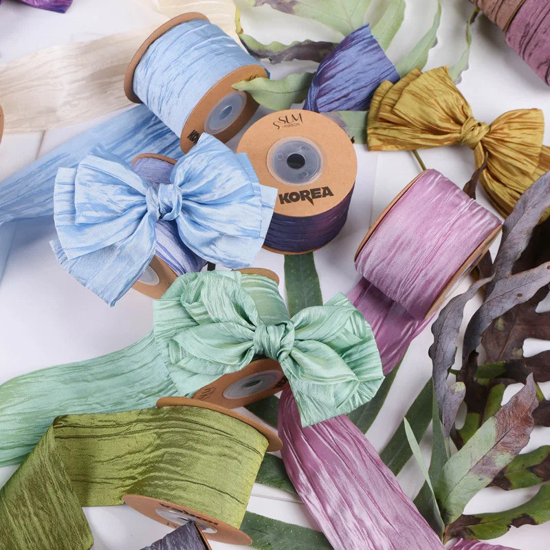 9.5Yards 45-50MM  Dreamlike Color Pleated Ribbon 0629R04 Make Bowknots Kids Hair Accessories Materia