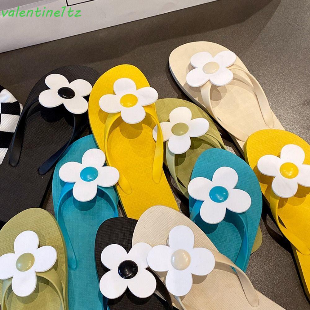 YOGIC ดอกไม้ Flip Flops, ดอกไม้ Anti Slip แบน Soled รองเท้าแตะ, Casual PVC Outerwear รองเท้าคลิป Toe Platform Flip Flops ผู้หญิง
