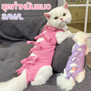 ชุดทำหมันแมว เสื้อทำหมัน  เสื้อหลังผ่าตัด ชุดกันเลียแผล ป้อง…