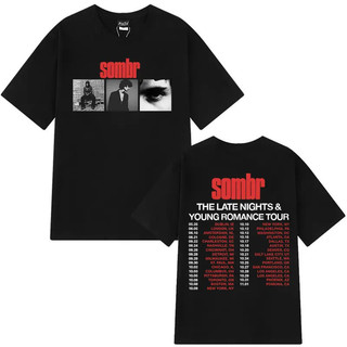 ทัวร์เสื้อยืด Sombr The Late Nights & Young Romance สำหรับผู้หญิงและผู้ชาย แขนสั้น คอกลม สไตล์ฮาราจูกุ ฮิปฮอป เสื้อผ้าสต