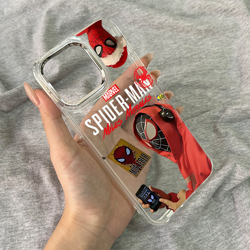 สำหรับ iPhone 11 13 12 14 15 16 pro Max XR Xsmax 6 7 8 14 15 16 Plus SE 2020 สไปเดอร์ เคสไอโฟนเคสใสกันกระแทกเคสซิลิโคน - รูปที่ 2