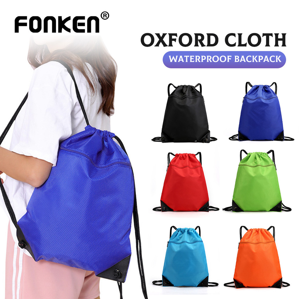 Fonken Drawstring Backpack ความจุขนาดใหญ่ Casual Daypack Gym Bags Draw String Bag