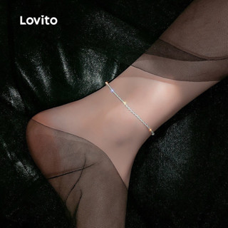 Lovito  ข้อเท้าลําลองประดับหินเทียม LFA111203