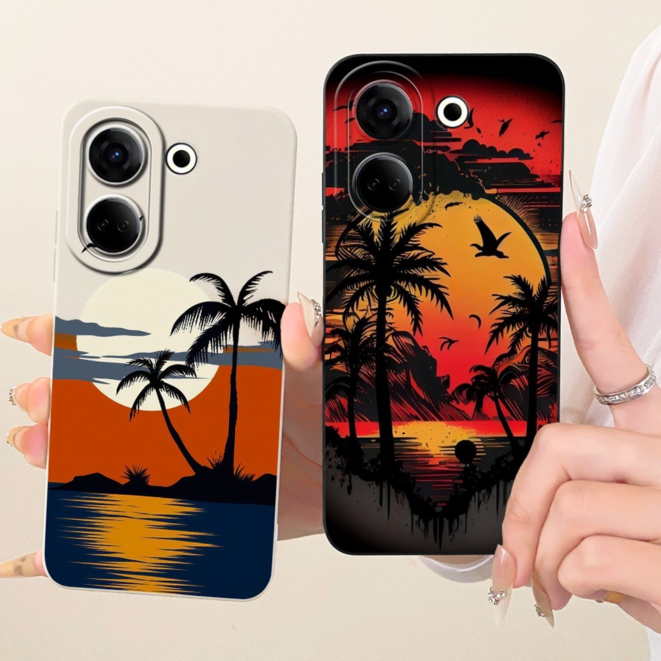 สําหรับ Tecno Camon 20 20Pro CK7n CK6n เลนส์ป้องกันกรณี Camon20 20 Pro 4G แฟชั่น Dusk Beach ภาพวาดซิ