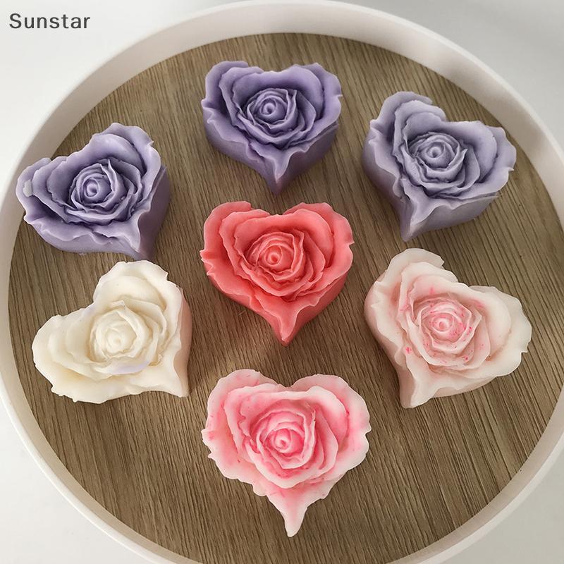 Sunstar Rose แม่พิมพ์ DIY รูปหัวใจกุหลาบน้ํามันหอมระเหยเทียนอีพ็อกซี่เรซิ่นพลาสเตอร์ Mould สบู่ซิลิโ