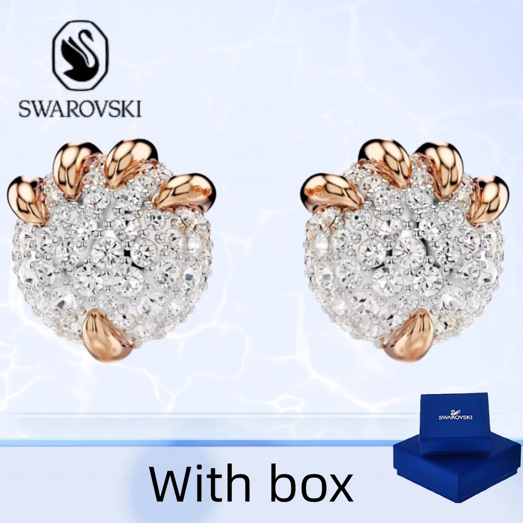 ต่างหู Swarovski ดีไซน์ฟีนิกซ์ สีโรーズโกลด์และเพชร สีขาว, เครื่องประดับแฟชั่นสำหรับผู้หญิง Sterling Silver S925
