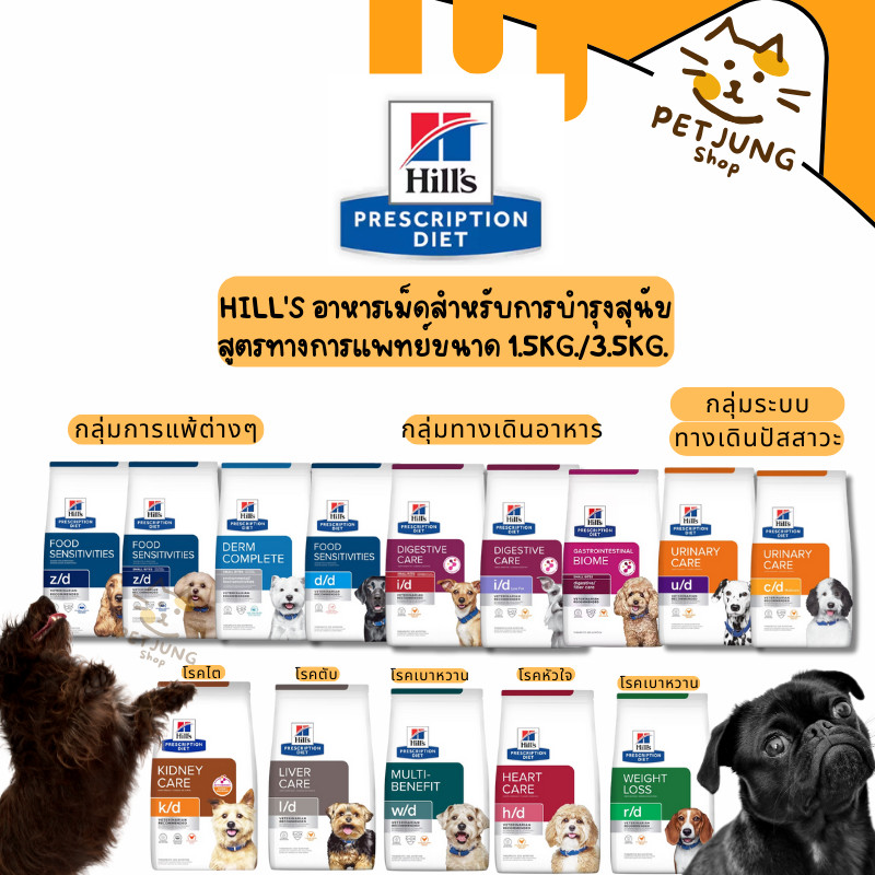Hill's อาหารเม็ดสุนัข ประกอบการรักษา สูตรทางการแพทย์ขนาด 1.5 kg./3.5 kg.
