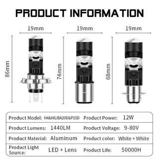 ไฟ LED P15D H6 พัดลมลำแสงสูง/ต่ำระบายความร้อน AC/DC 9 80V 28W 2500 Lumens 6000K สำหรับจักรยานไฟฟ้า 110ทรงลุงled