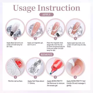 BORN PRETTY 6 สี Nice Coast สีม่วงแมวแม่เหล็กเจลโปแลนด์ชุดสีชมพู Ultra Shine Glitter UV LED เจลเคลือบเงา