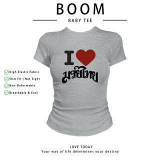 BOOM Baby Tee 3 size S-L สกรีนลาย ทรงสวย เก็บทรงดูผอม ผ้าคอตตอลยูนิ เนื้อนุ่ม ใส่สบาย ยืดได้เยอะ