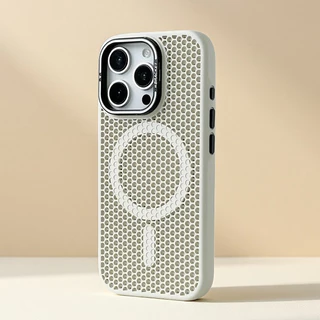 17promax 17pro 17Air 17 CasinCellular cooling/พร้อมวงเล็บโลหะ/Matte อะคริลิค hard Case/สีขาวเข้ากันได้กับ iphone 11 12 13 14 15 16 pro max กรณี
