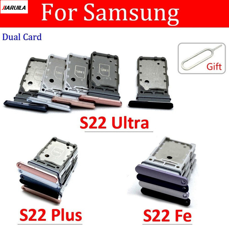 Dual Sim Card Slot ถาดผู้ถือ Reader Socket Repair Part สําหรับ Samsung Gallaxy S21 Fe S21 Plus Ultra + Pin