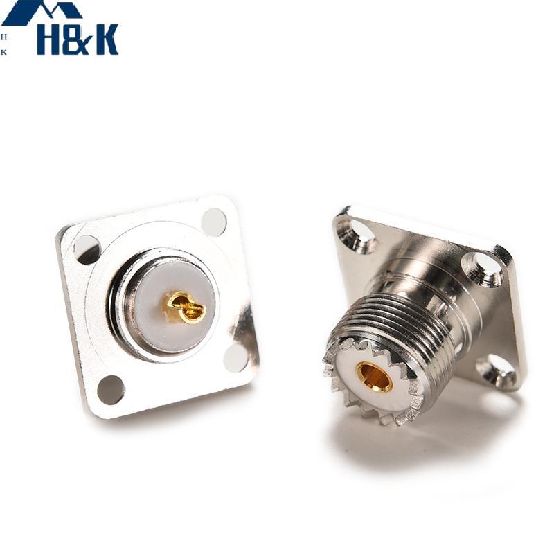 [H&K] ขั้วต่อ 1X SO239 UHF ตัวเมีย ja ตัวยึดแผงบัดกรีหน้าแปลน 4 รู 25 มม. {th}