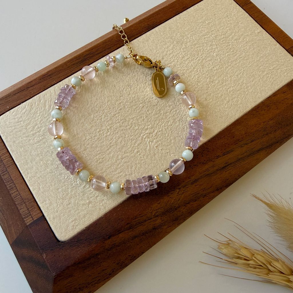 L1946 : Lavender amethyst, angelite & rose quartz (4-6mm)