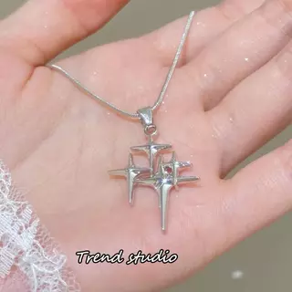 สร้อยคอรูปดาวกากบาทแบบใหม่ สไตล์เกาหลี สร้อยคอแฟชั่นที่สวมใส่ได้หลากหลายโอกาส เหมาะสำหรับทุกคน โซ่สแตนเลสไม่มีวันซีดจาง