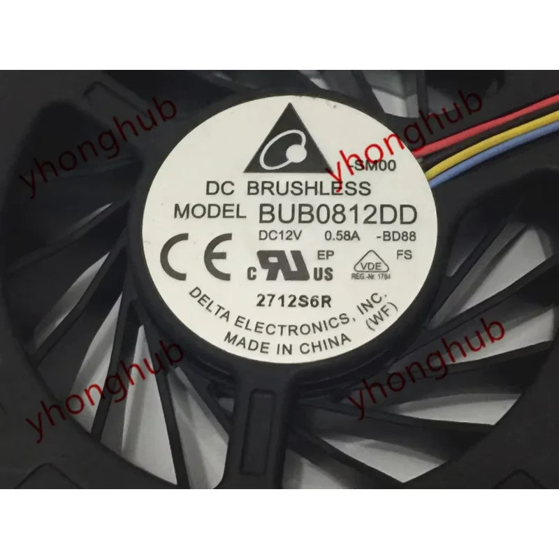 Delta Electronics BUB0812DD BD88 DC 12V 0.58A พัดลมระบายความร้อนเซิร์ฟเวอร์ 4 สาย 4 สาย