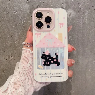 สร้อยข้อมือแมวดำตลกน่ารักนุ่ม เคสไอโฟน11 17 15 16 13 12 14 Pro Max 8Plus 7Plus XR 16 7 8 Plus 16 11 Pro X XS MAX 2020