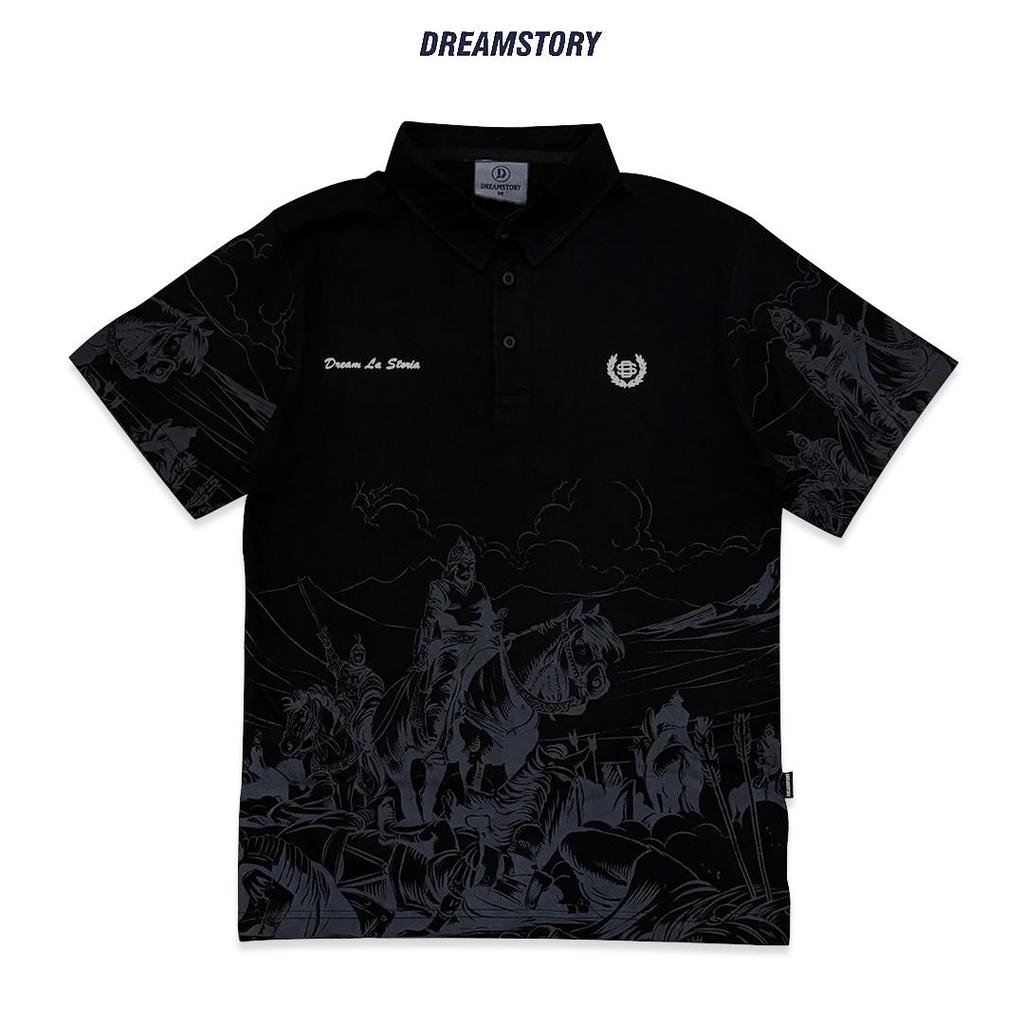 DREAM STORY - Kingdom Cotton Comed 24s เสื้อโปโลสีดําเสื้อคอปกสําหรับบุรุษและสตรี Distro เสื้อคอปก