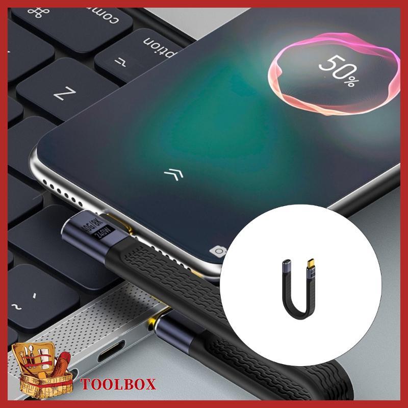 TOOLBOX 40Gbps USB C Data Cable 240W Fast Charging Short Silicone Cord Tangles Resistance for Travel