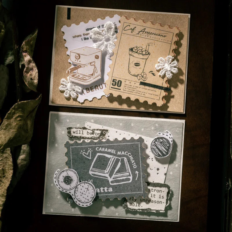 Journal GO 45pcs Four Seasons Tea Island Vintage Coffee Cake Collage แสตมป์สติกเกอร์ Creative Journa
