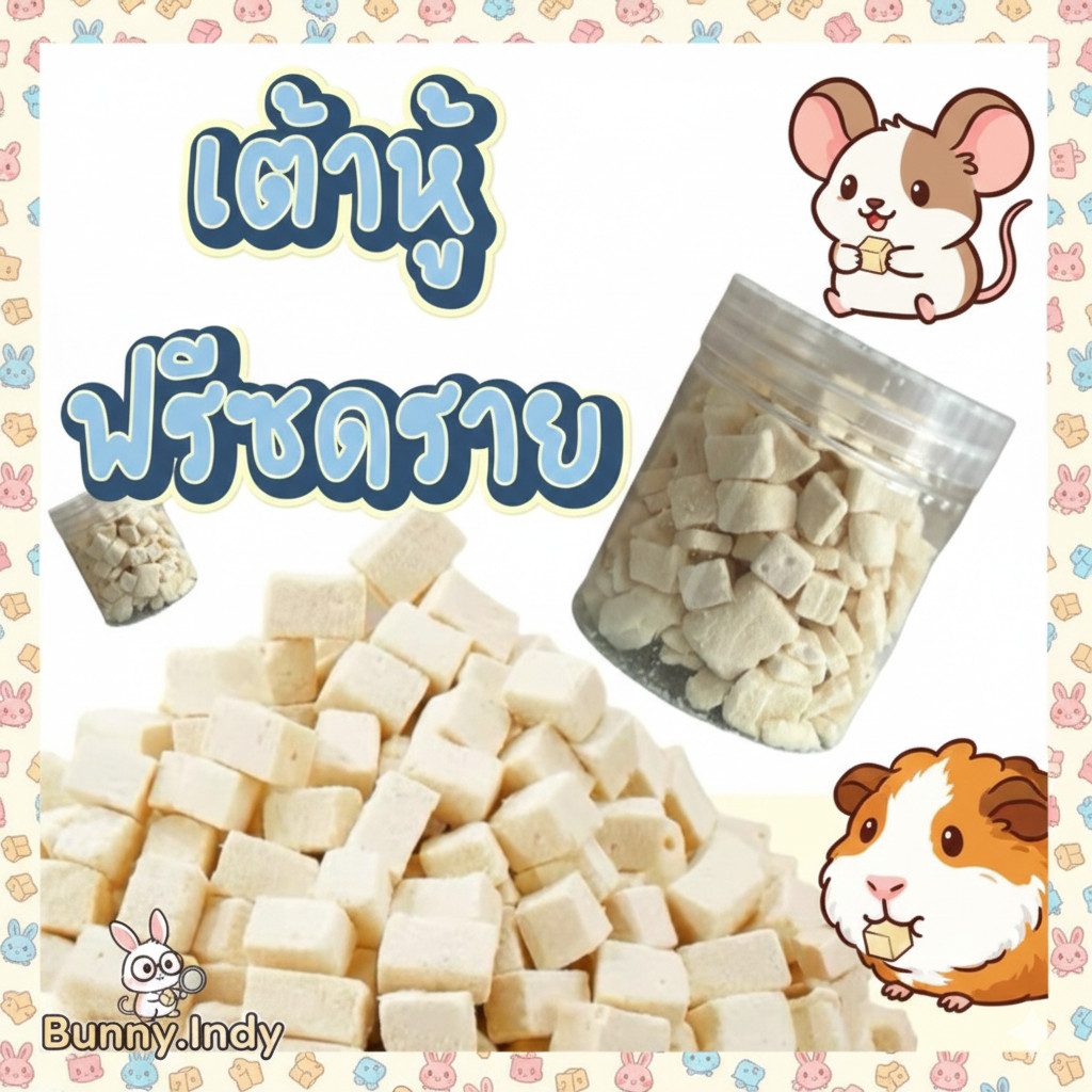 ฺBunny.indy เต้าหู้ฟรีซดราย 130 ml. สำหรับสัตว์ฟันแทะ ของกินเล่นแสนอร่อย เคี้ยวมันส์ ถูกใจน้องหนู!