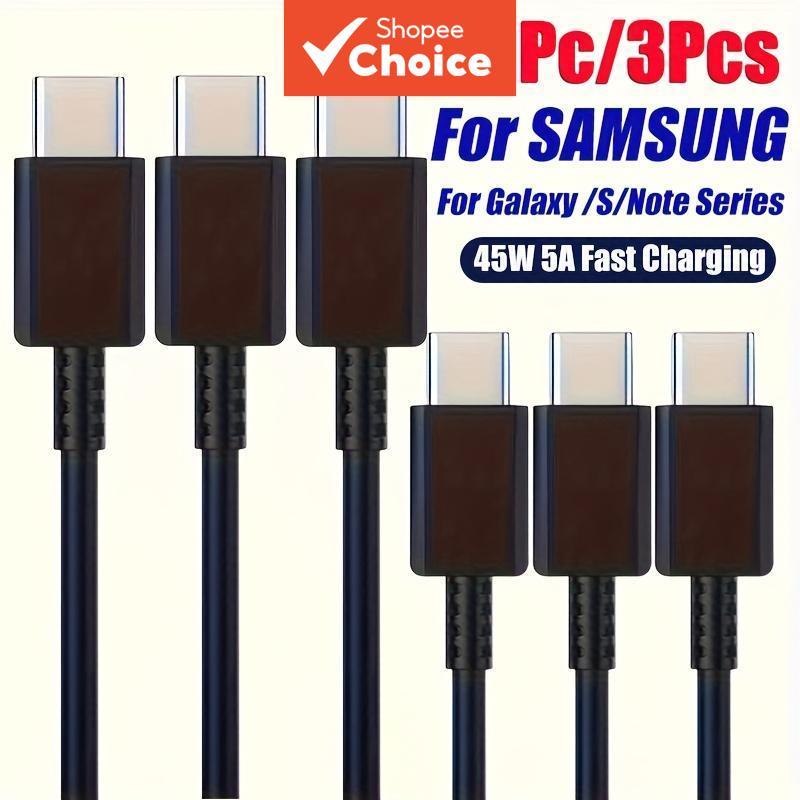 1 เส้น/3 เส้น สาย USB-C เป็น USB-C ชาร์จเร็ว 45W 5A รองรับ Samsung S20 S21 FE S22 Plus S23 S24 Ultra