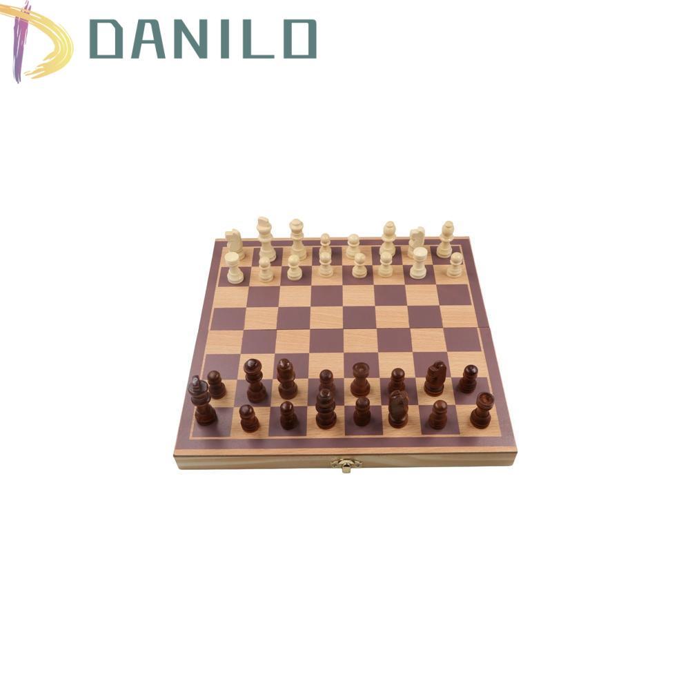 DANILLO Chess Set Portable Kids Beginner Chess Board Magnetic Wooden Folding Puzzle Game