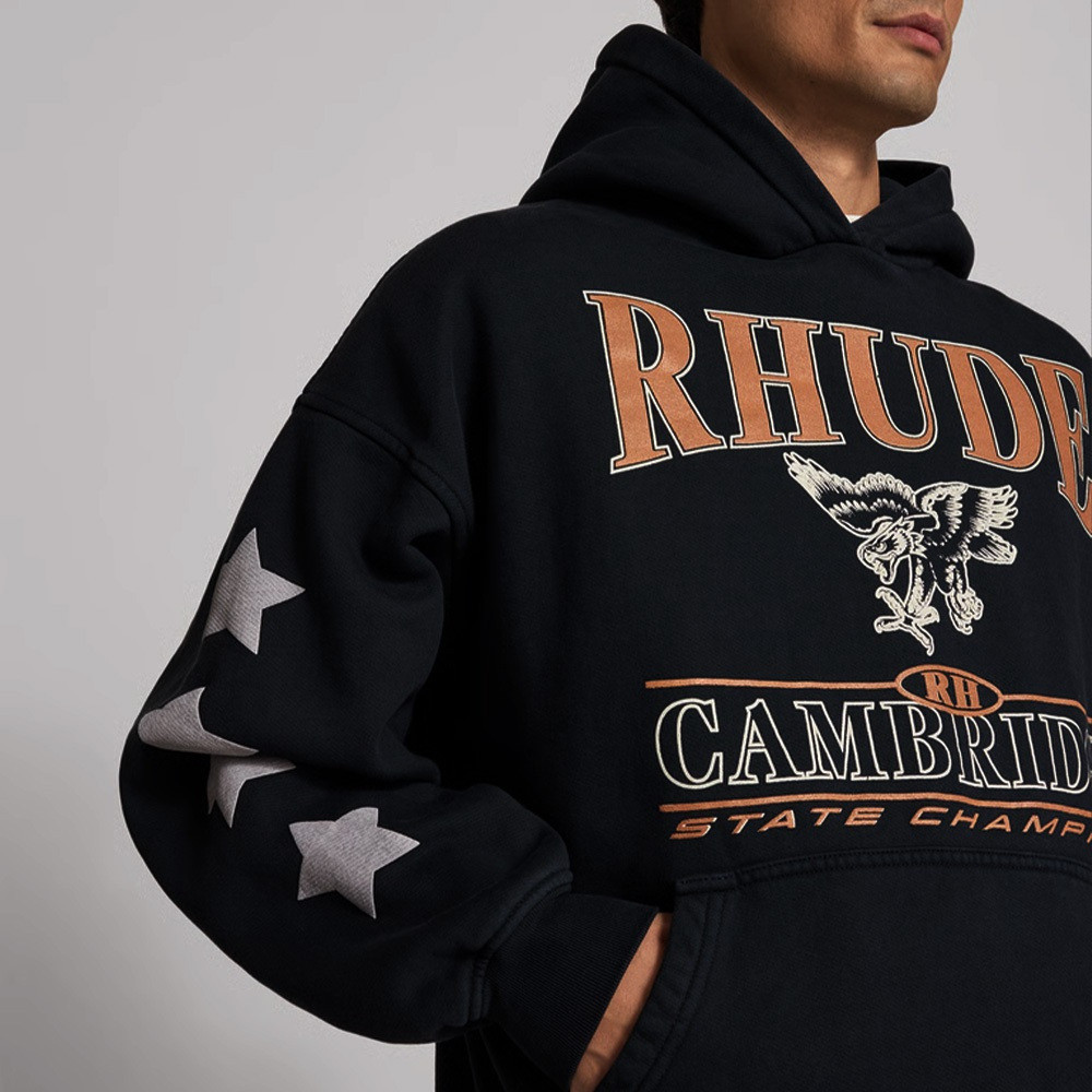 RHUDE CAMBRIDGE STATE CHAMPS VINTAGE BOXY HOODIE