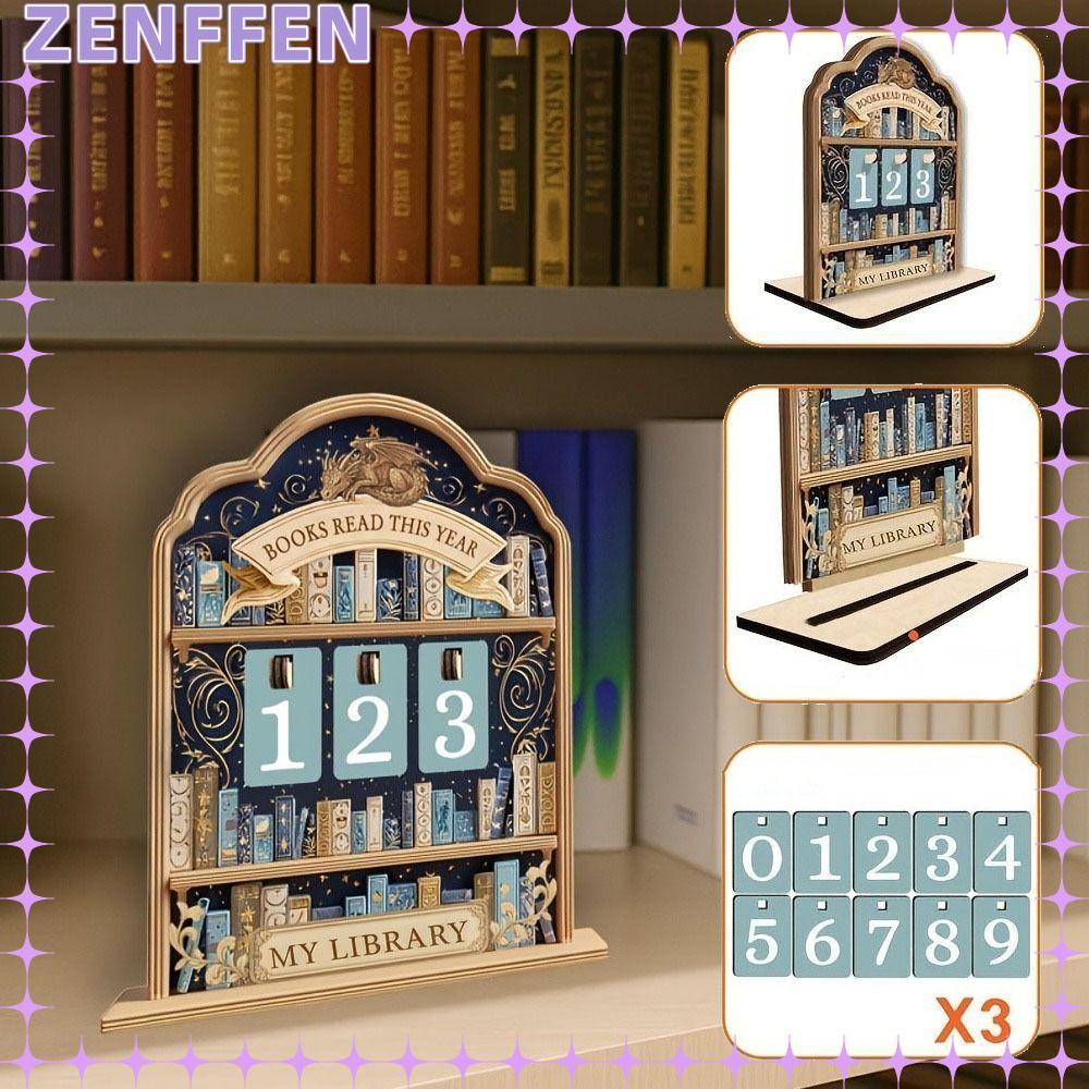 ZENFFENBC Reading Tracker Signage, Handmade 2D Book Read Tracker, หนังสือไม้อ่านปีนี้อ่าน Challenge 