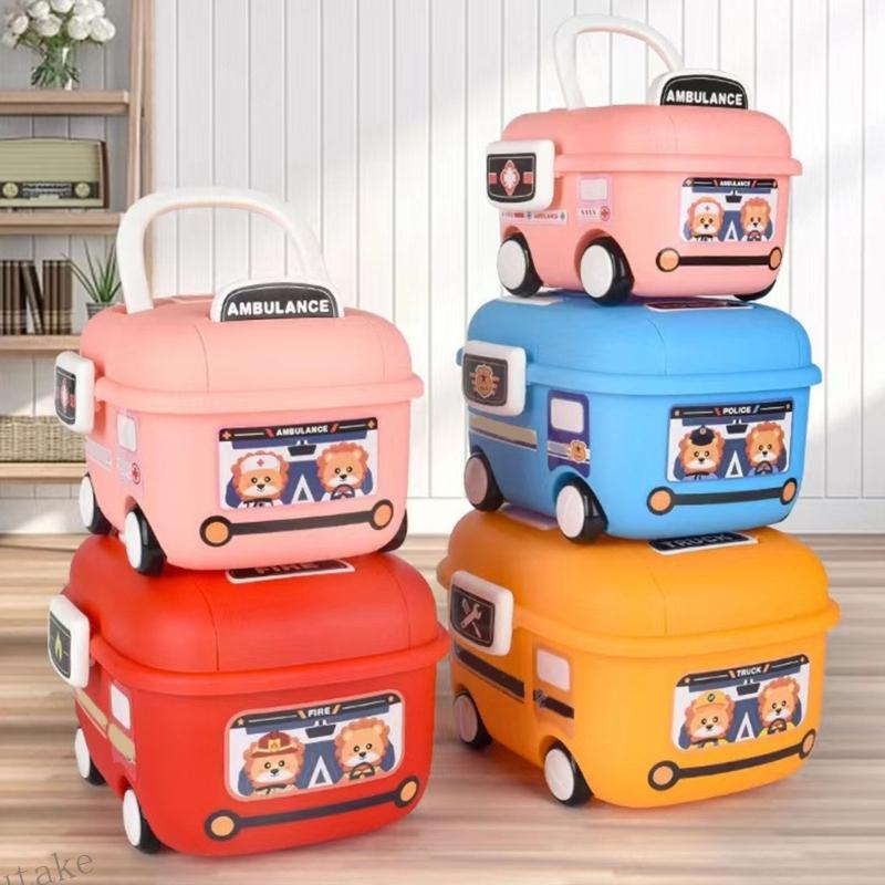 UKI Kids Playroom Organizers Box Featuring การออกแบบรถการ์ตูนและล้อเคลื่อนย้ายสะดวก