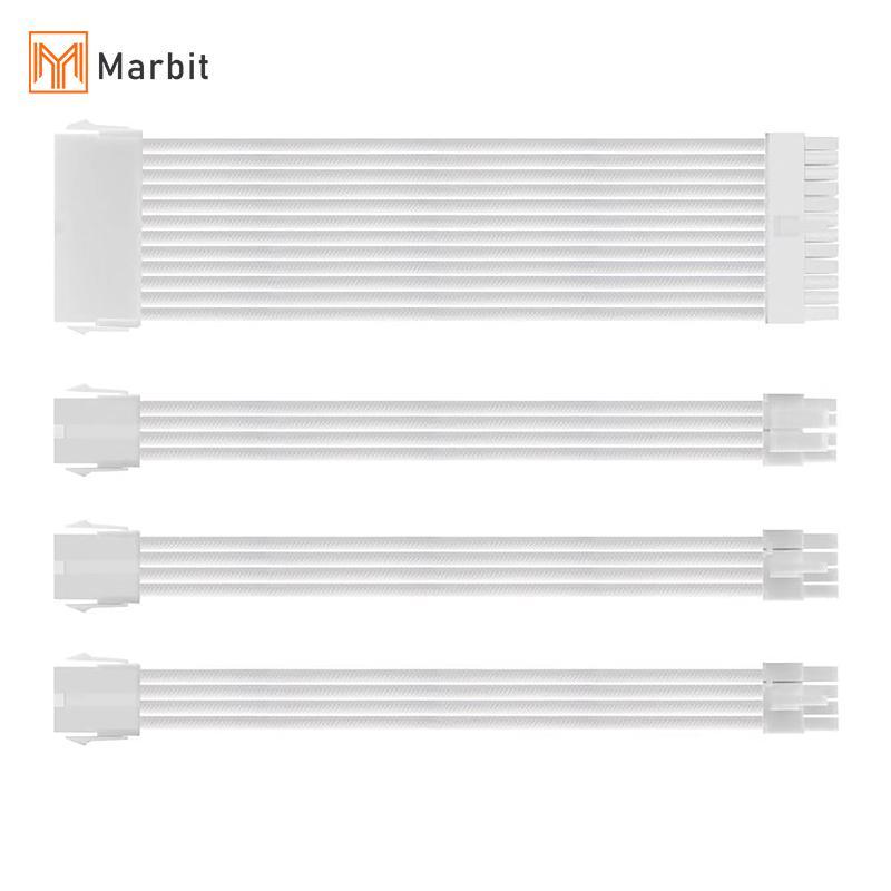 Marbit PSU ATX 24Pin สายไนลอนถัก 8-pin 6 + 2pin สายไฟ 24 พินเมนบอร์ดสําหรับคอมพิวเตอร์พีซีกรณีสายไฟช