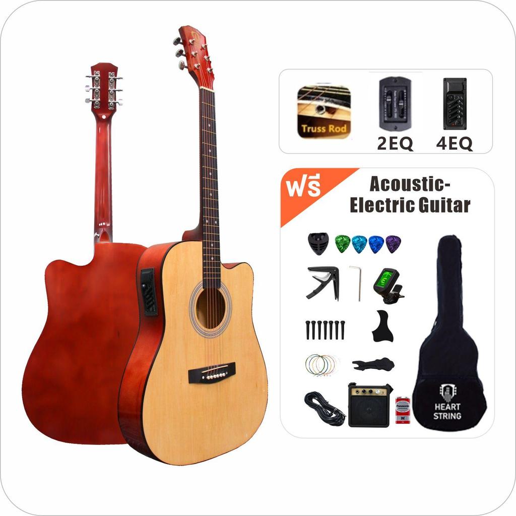 （ของขวัญคือ บัตรรับประกัน 3เดือน）กีตาร์โปร่งไฟฟ้าแอคชั่นต่ำพร้อมปิ๊กอัพเสียงใสระดับพรีเมียมเหมาะสำหรับผู้เริ่มต้นทุกวัย