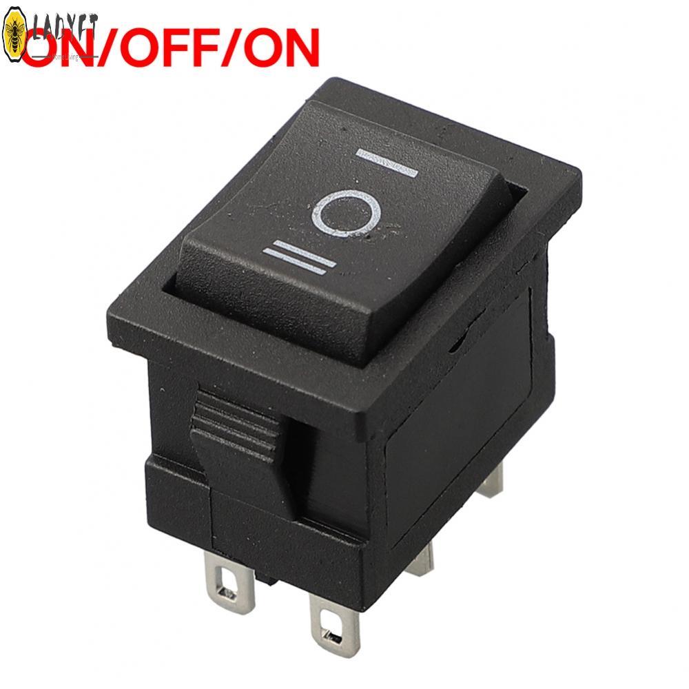 DPDT Rocker Switch สีดํา 6 Pins สําหรับอุปกรณ์อิเล็กทรอนิกส์ DIY และยานยนต์