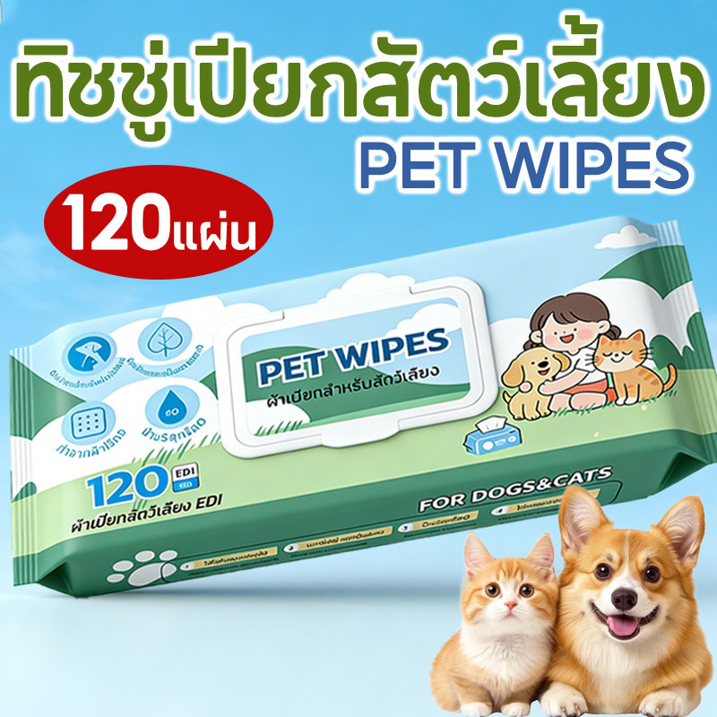 120ชิ้น🔥ทิชชู่เปียกสัตว์เลี้ยง Pet Record ผ้าเปียกแมว ผ้าเปียกหมา ทำความสะอาด พกพาสะดวก ของใช้แมว กลิ่นหอมๆ