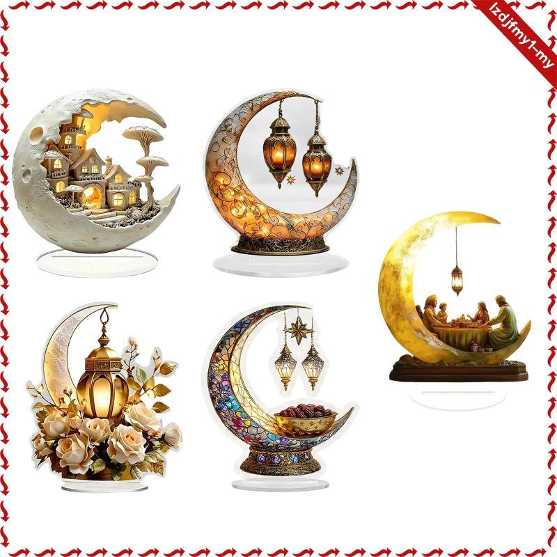 [leipupa] Ramadan Moon Decor Eid Mubarak เครื่องประดับ 2D Flat Art Craft Table Display สําหรับ Offic