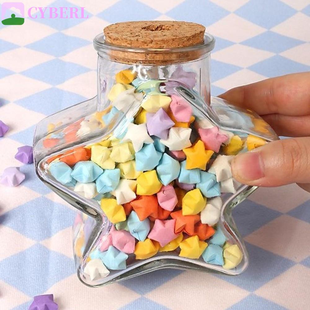 CYBERLINX DIY Stars Wishing Bottle, DIY Glass Bottle Origami Stars Paper Strips, Paper Star Rainbow 