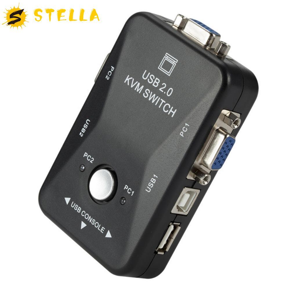 STELLA สวิตช์ VGA KVM 2 in 1 Out Switcher USB 2.0 KVM Switch Splitter, กล่องแยก KVM สะดวก USB 2.0 KV