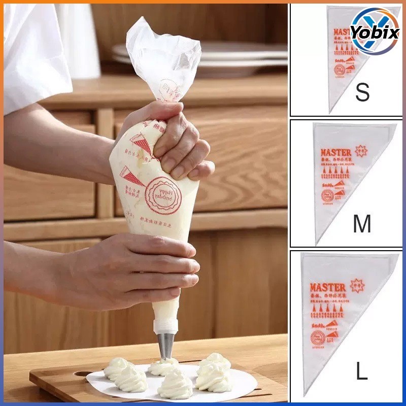 Yobix ถุงบีบครีมใช้แล้วทิ้ง 3ขนาด S M L ทนทานไม่แตกง่าย เหมาะสำหรับตกแต่งเค้กและเบเกอรี่
