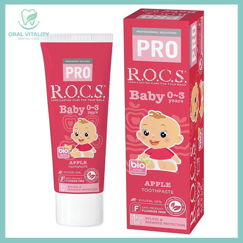 R.O.C.S. PRO Baby (0–3 years) Apple Flavor [100% Natural Ingredients] Additive-Free, Fluoride-Free B
