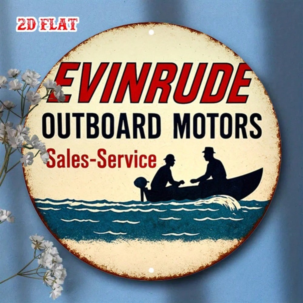 HELLOYOUNG ป้ายโลหะมอเตอร์นอกวินเทจ 7.87 นิ้ว Man Cave Garage Décor