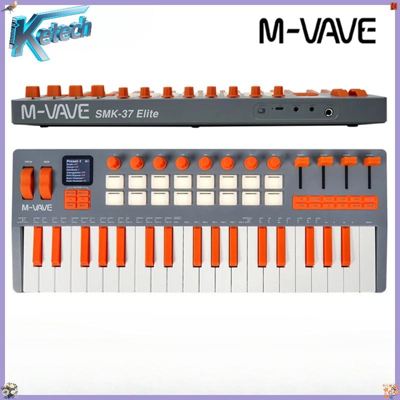 M-VAVE SMK-37 Elite MIDI คีย์บอร์ดพร้อมปุ่มถ่วงน้ําหนัก, เสียง Synthesizer ในตัว, ประสิทธิภาพสด, แบบ