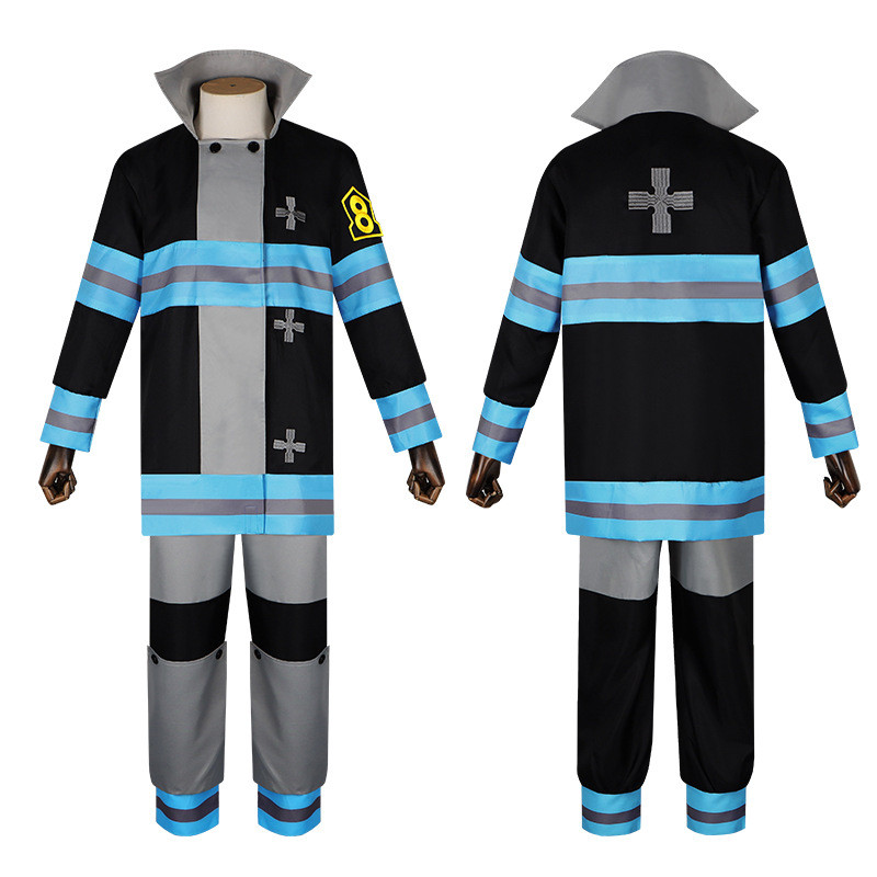 Enen Fire Force cosplay costume, anime-style fire uniform, 8th Division, Shinra Kusakabe cosplay set
