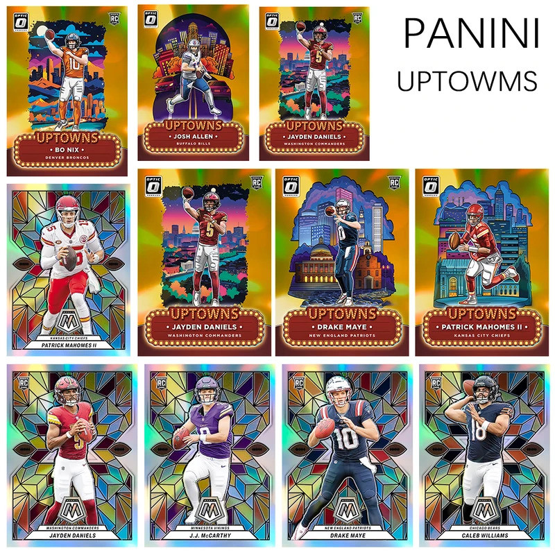 PANINI 2024 ฟุตบอล UPTOWNS MCCARTHY JAYDEN DANIELS JOSH ALLEN 5 ชิ้น/เซ็ต MAHOMES เลเซอร์แฟลชสะสมการ