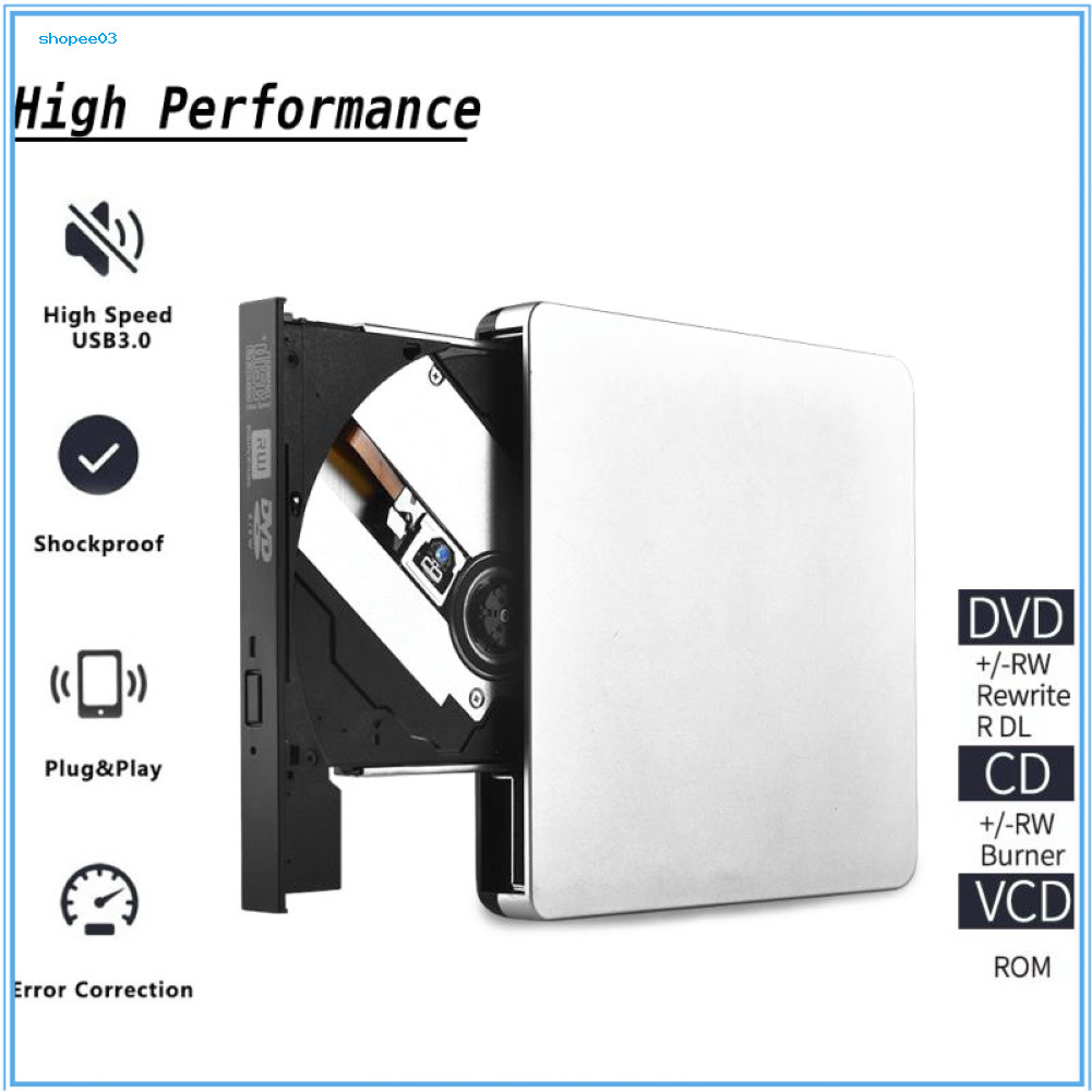 [Ky] USB 30 ไดรฟ์ภายนอก DVD-ROM CD-RW DVD-RW Burner Player Reader สําหรับแล็ปท็อปพีซี