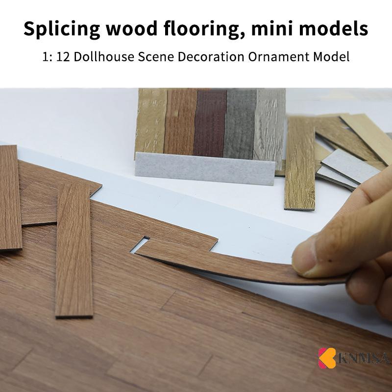 KNMSA] 10PCS Fanneck Boards Dollhouse Floor Tiles Miniature ไม้ชั้นสําหรับ 1:12 ตุ๊กตาเฟอร์นิเจอร์ W