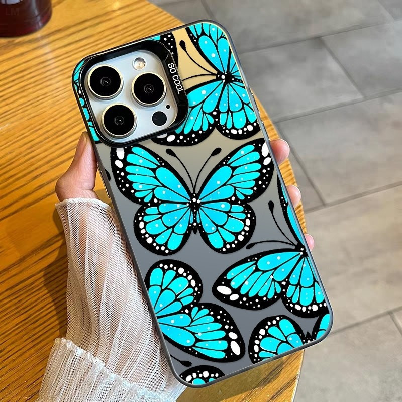 เคส OPPO ผีเสื้อสีฟ้าที่สวยงามและมีเสน่ห์สําหรับ realme F19 A36 A38 A57 A58 A16 A17 A60 A77 C11 C15C