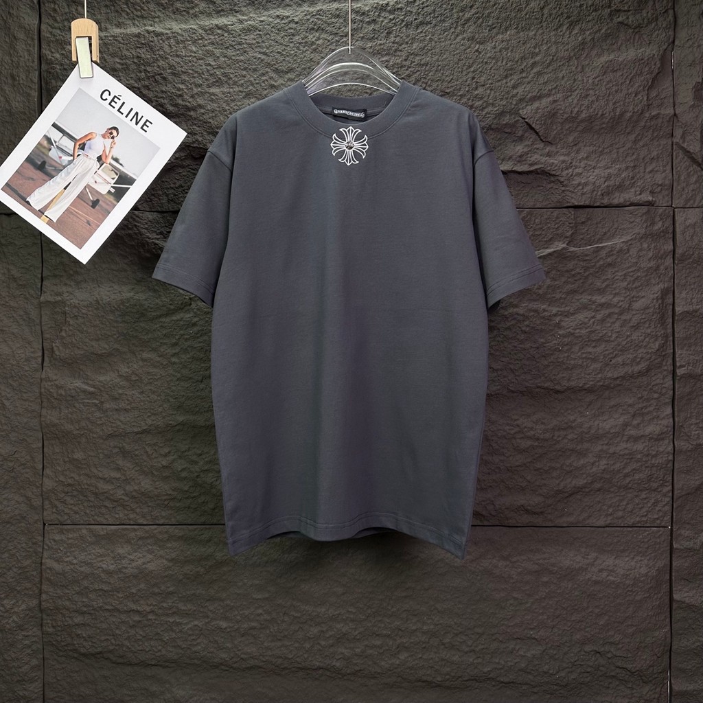 Chrome Hearts/Chrome Hearts 2026 ต้นฤดูใบไม้ผลิสไตล์ใหม่เสื้อยืดแขนสั้นชายหญิงคู่สไตล์ Slim-fit Crea